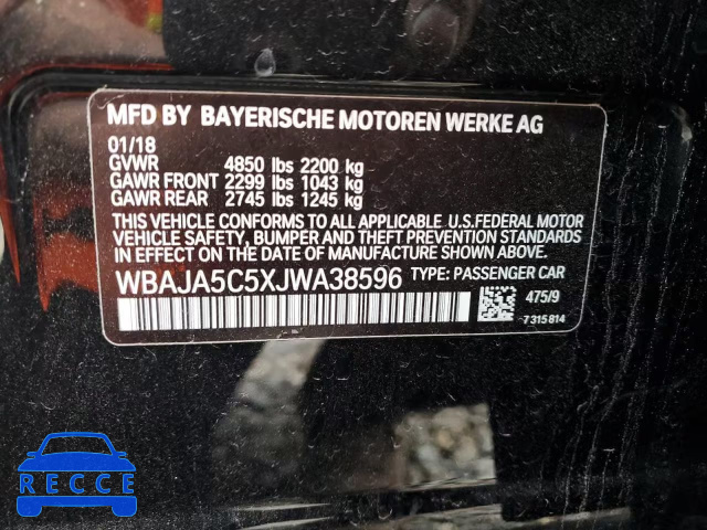 2018 BMW 530 I WBAJA5C5XJWA38596 image 11