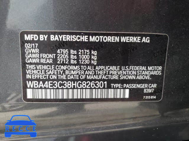 2017 BMW 440I GRAN WBA4E3C38HG826301 зображення 9