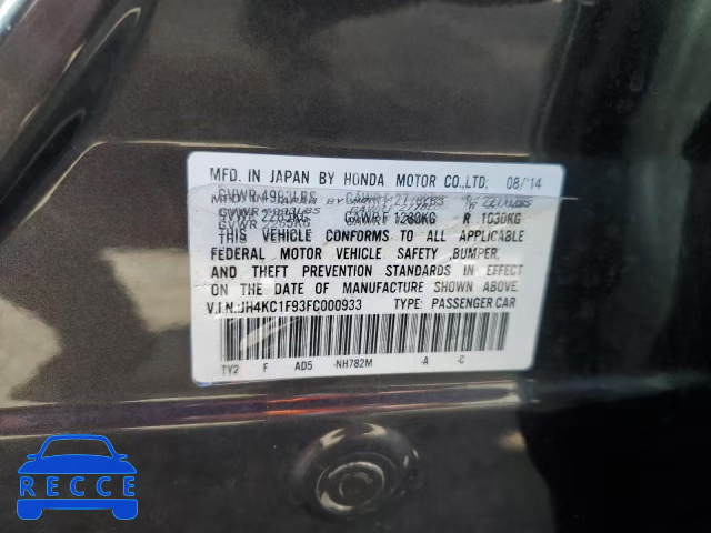 2015 ACURA RLX ADVANC JH4KC1F93FC000933 image 9