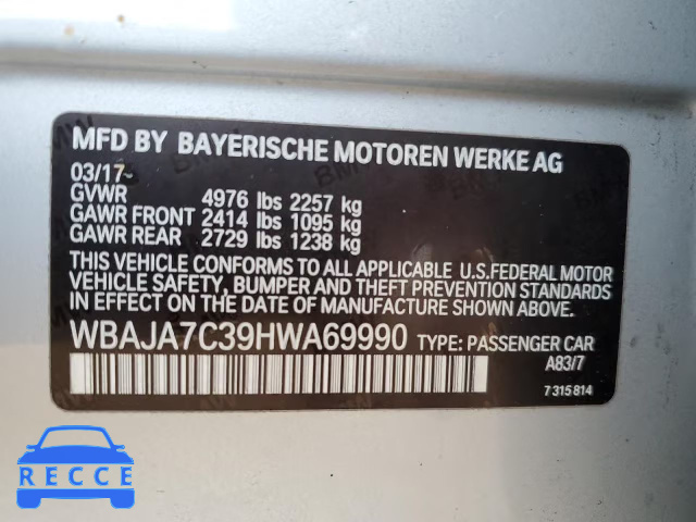 2017 BMW 530 XI WBAJA7C39HWA69990 image 9