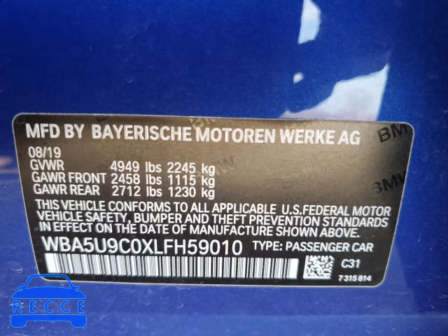 2020 BMW M340XI WBA5U9C0XLFH59010 image 9