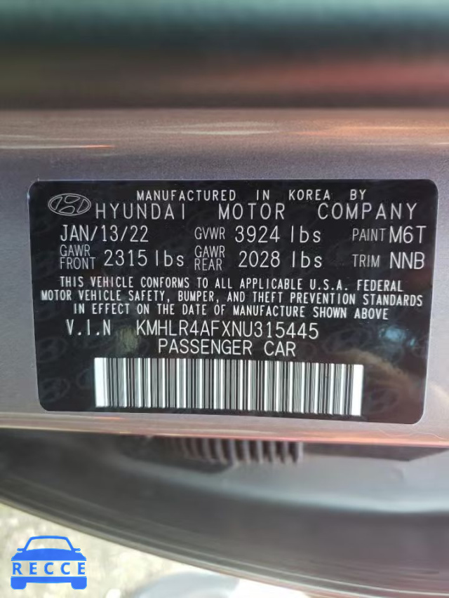 2022 HYUNDAI ELANTRA N KMHLR4AFXNU315445 image 9