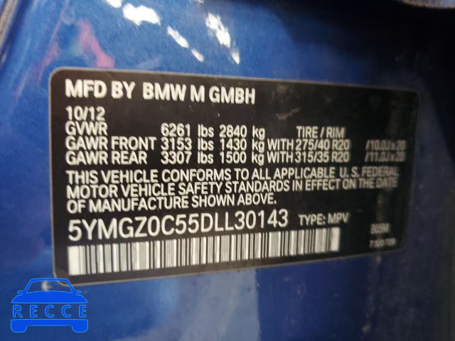 2013 BMW X6 M 5YMGZ0C55DLL30143 image 9