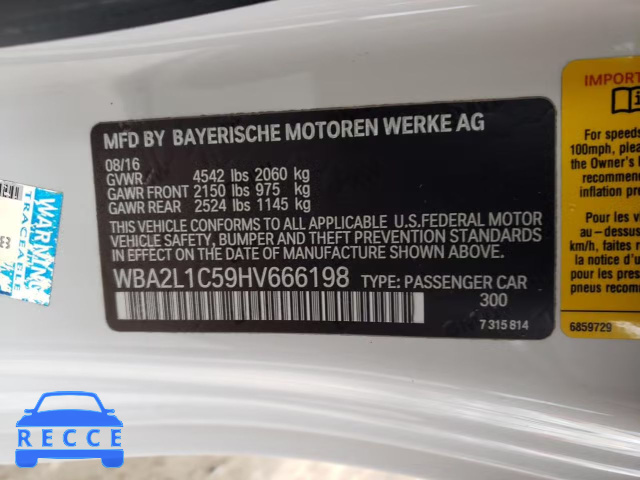 2017 BMW M240I WBA2L1C59HV666198 зображення 9