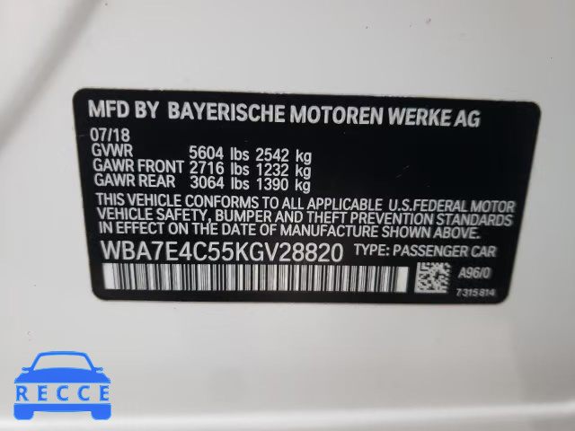 2019 BMW 740 XI WBA7E4C55KGV28820 image 11