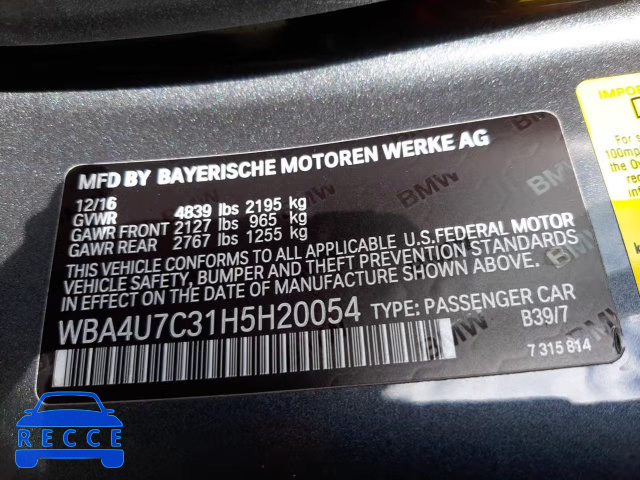 2017 BMW 430I WBA4U7C31H5H20054 image 11