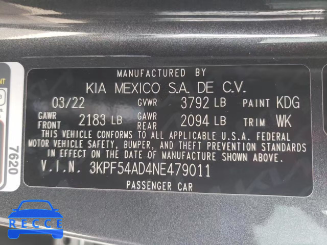 2022 KIA FORTE GT L 3KPF54AD4NE479011 image 12