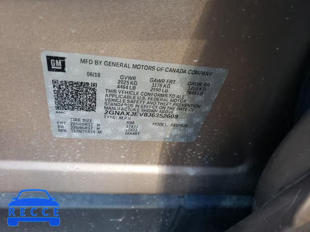 2018 CHEVROLET EQUINOX L 2GNAXJEV8J6352608 image 9