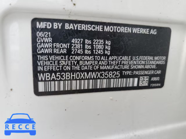 2021 BMW 530 I WBA53BH0XMWX35825 image 11