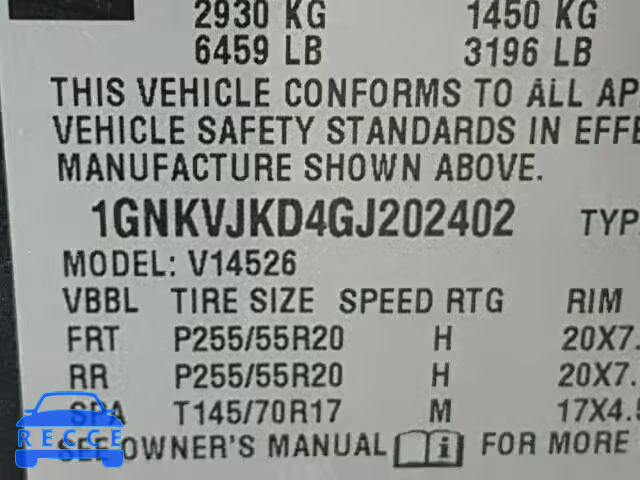 2016 CHEVROLET TRAVERSE 1GNKVJKD4GJ202402 image 9