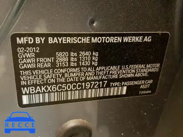 2012 BMW 750I ACTIV WBAKX6C50CC197217 Bild 9