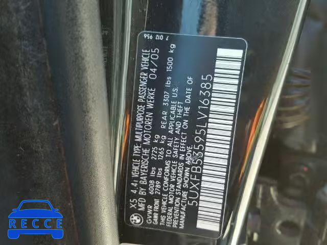 2005 BMW X5 5UXFB53595LV16385 зображення 9