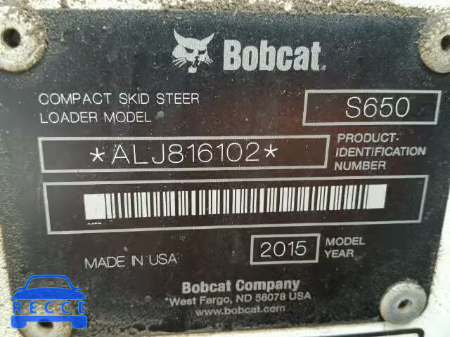 2015 BOBCAT SKIDSTEER ALJ816102 image 9