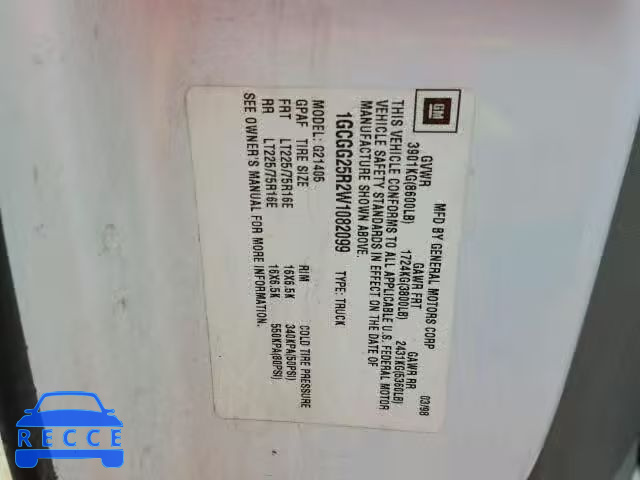 1998 CHEVROLET EXPRESS G2 1GCGG25R2W1082099 image 9