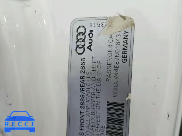 2007 AUDI A8 QUATTRO WAULV44E87N018431 image 9