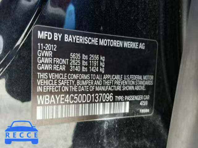 2013 BMW 740LI WBAYE4C50DD137096 зображення 9