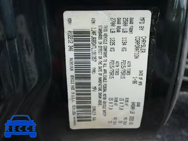 1996 JEEP CHEROKEE 1J4FJ68SXTL191357 image 9