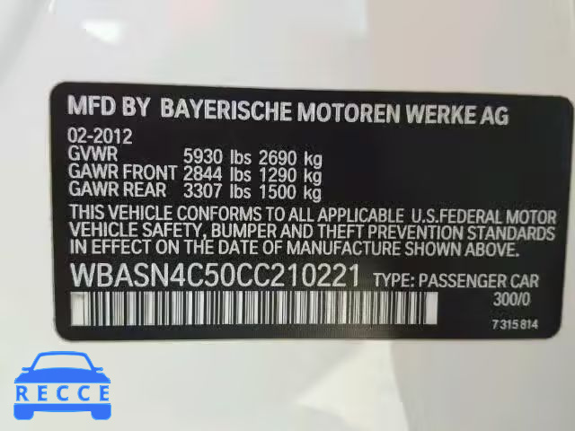 2012 BMW 550I GT WBASN4C50CC210221 image 9