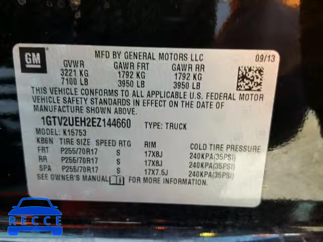 2014 GMC SIERRA 1GTV2UEH2EZ144660 Bild 9