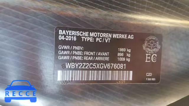 2016 BMW I8 WBY2Z2C5XGV676081 зображення 8