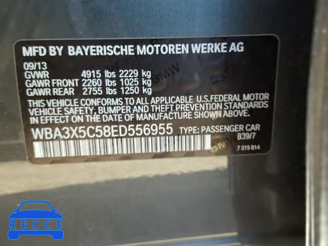 2014 BMW 328XI GT WBA3X5C58ED556955 зображення 9