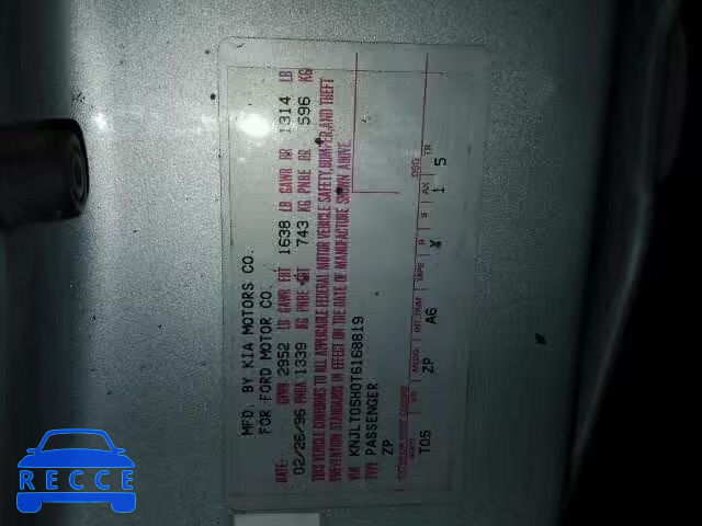 1996 FORD ASPIRE KNJLT05H0T6168819 image 9