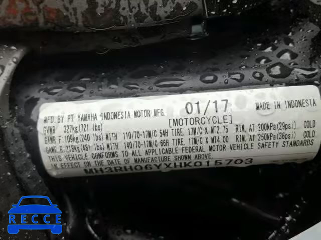 2017 YAMAHA YZFR3 MH3RH06YXHK015703 image 9