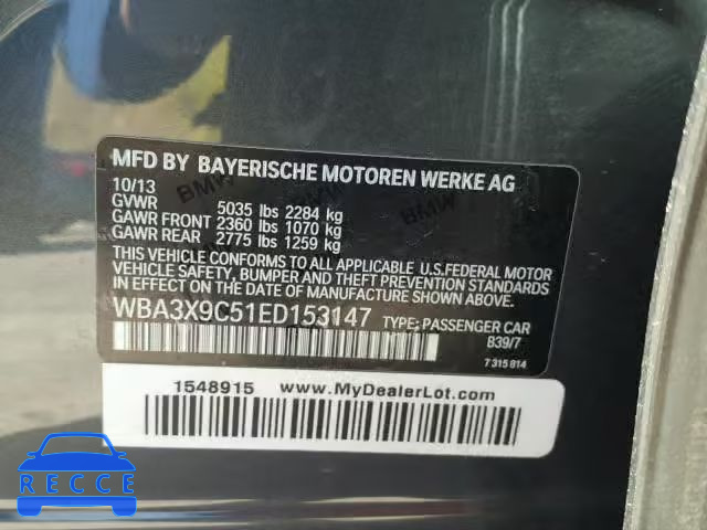 2014 BMW 335XI GT WBA3X9C51ED153147 image 9