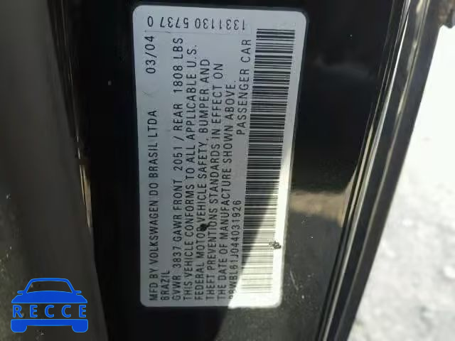 2004 VOLKSWAGEN GOLF 9BWBL61J044031926 image 9