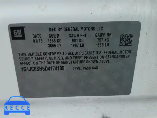 2013 CHEVROLET SONIC 1G1JC6SH5D4174106 image 9