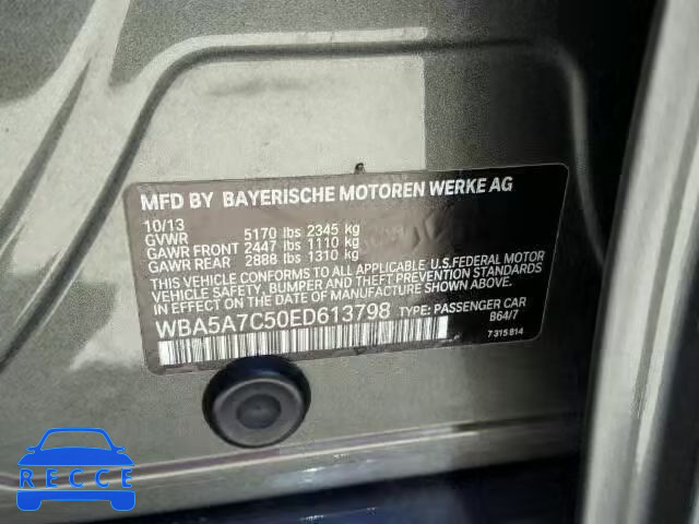 2014 BMW 528XI WBA5A7C50ED613798 зображення 9