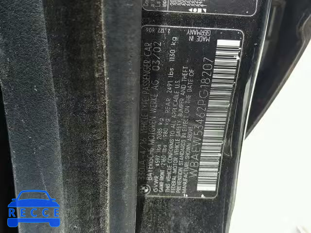 2002 BMW 3 SERIES WBAEW53462PG18207 Bild 9