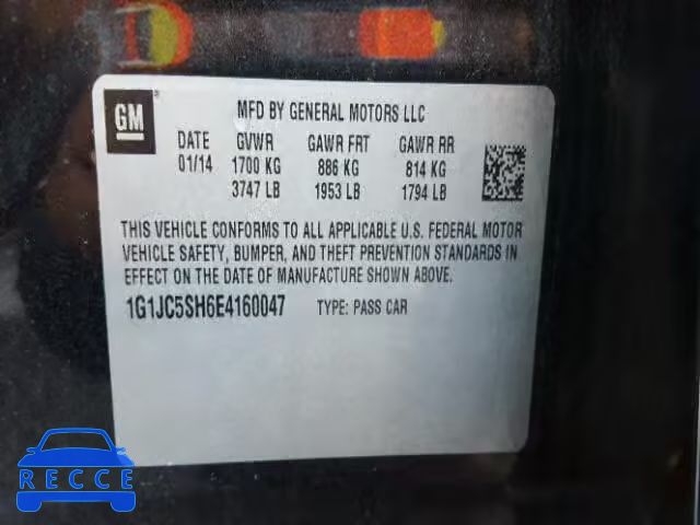 2014 CHEVROLET SONIC 1G1JC5SH6E4160047 image 9