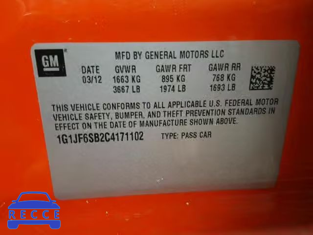 2012 CHEVROLET SONIC 1G1JF6SB2C4171102 image 9