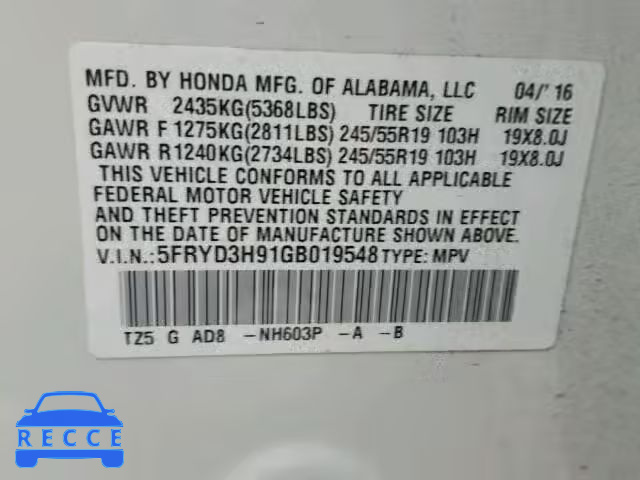 2016 ACURA MDX Advance 5FRYD3H91GB019548 image 9