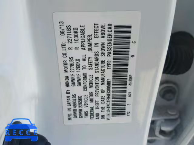 2014 ACURA RLX JH4KC1F94EC005007 image 9