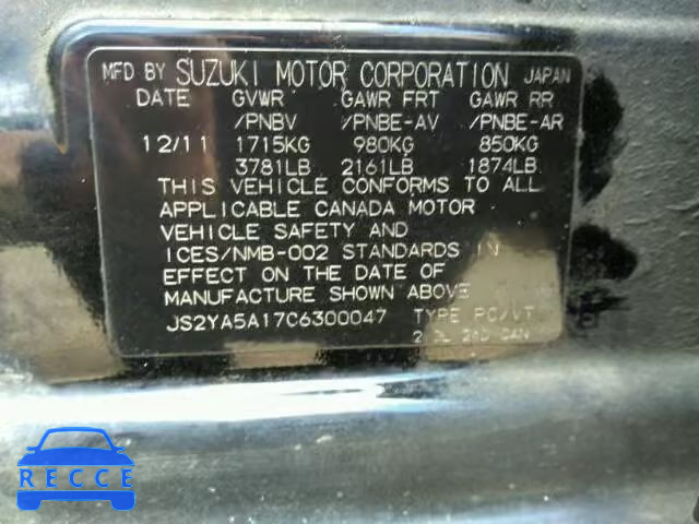 2012 SUZUKI SX4 JS2YA5A17C6300047 image 8