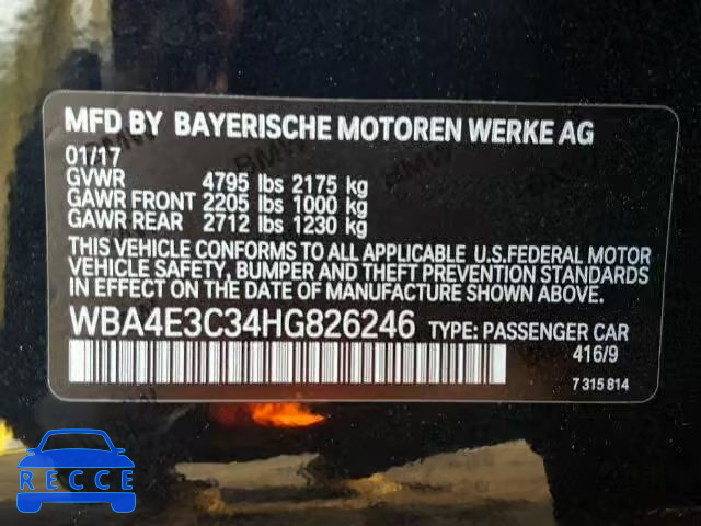 2017 BMW 440I GRAN WBA4E3C34HG826246 зображення 9