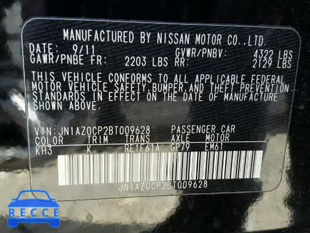 2011 NISSAN LEAF JN1AZ0CP2BT009628 Bild 9