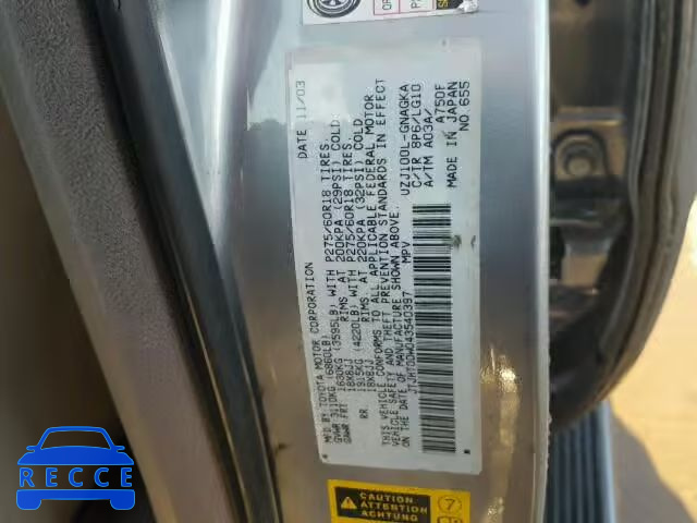 2004 LEXUS LX 470 JTJHT00W043540397 image 9