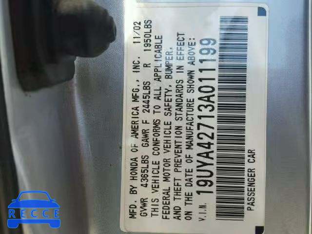 2003 ACURA 3.2CL 19UYA42713A011199 Bild 9