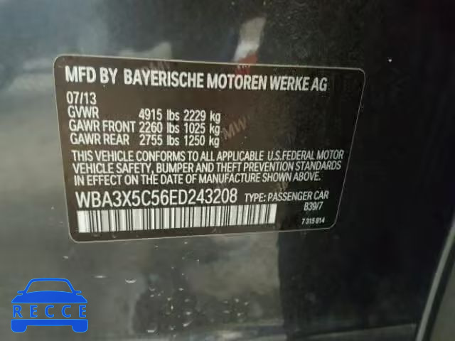 2014 BMW 328XI GT WBA3X5C56ED243208 зображення 9