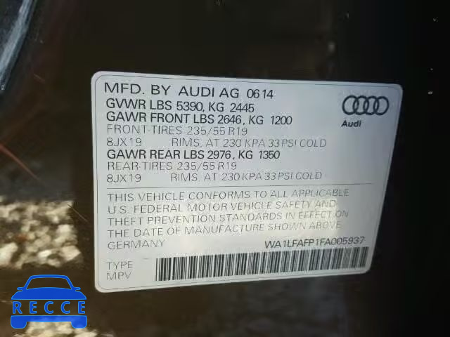 2015 AUDI Q5 WA1LFAFP1FA005937 зображення 9