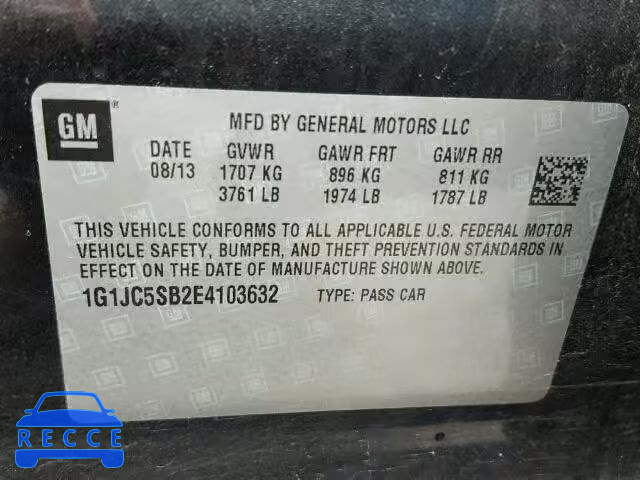 2014 CHEVROLET SONIC 1G1JC5SB2E4103632 image 9