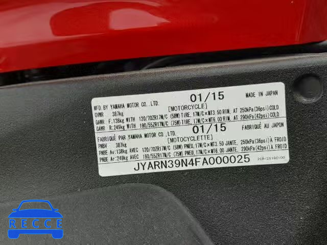 2015 YAMAHA YZFR1 JYARN39N4FA000025 image 9