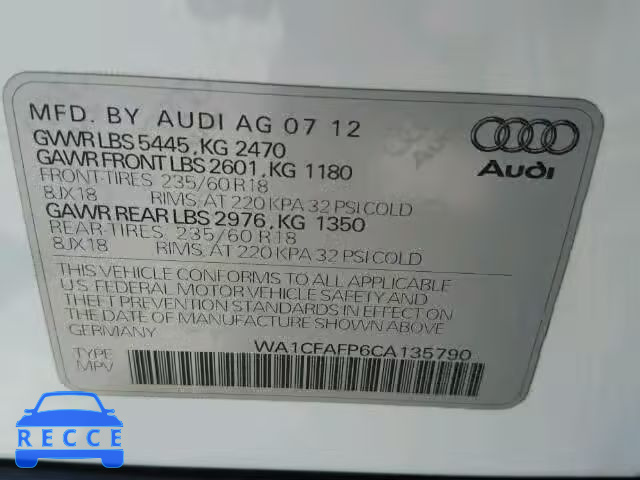 2012 AUDI Q5 WA1CFAFP6CA135790 image 9