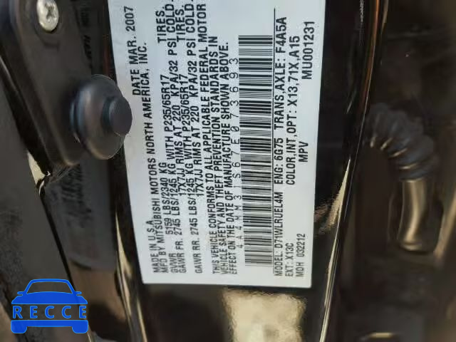 2007 MITSUBISHI ENDEAVOR S 4A4MM31S67E073693 Bild 9