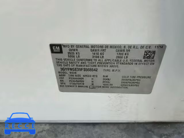 2015 CADILLAC SRX PREMIU 3GYFNGE39FS568542 image 9
