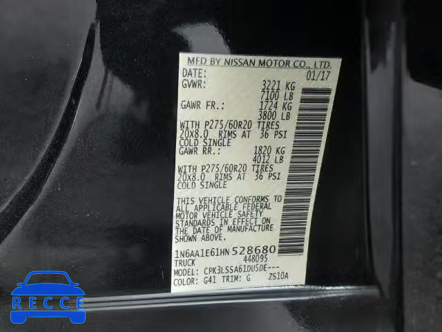 2017 NISSAN TITAN SV 1N6AA1E61HN528680 image 9