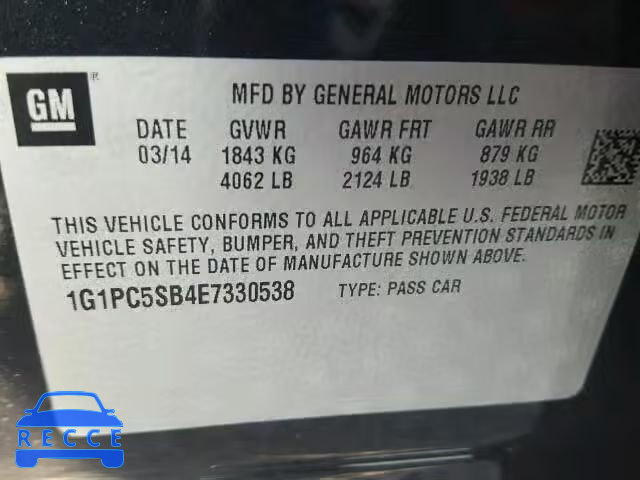 2014 CHEVROLET CRUZE 1G1PC5SB4E7330538 image 9